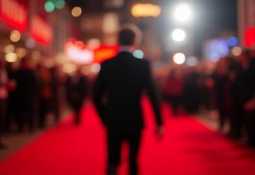 Filmmaker on a red carpet at a festival