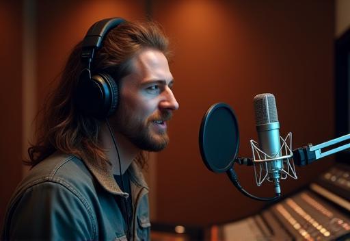 Musician in a radio studio