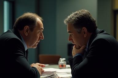 Two people discussing in a crisis